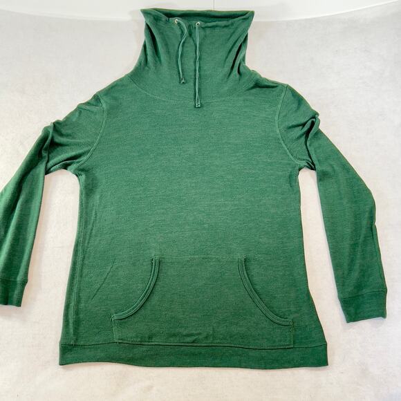 Cloud Chaser Hoodie Turtle Neck Woman M Hunter Green Long Sleeve Drawstring Neck - Picture 1 of 13